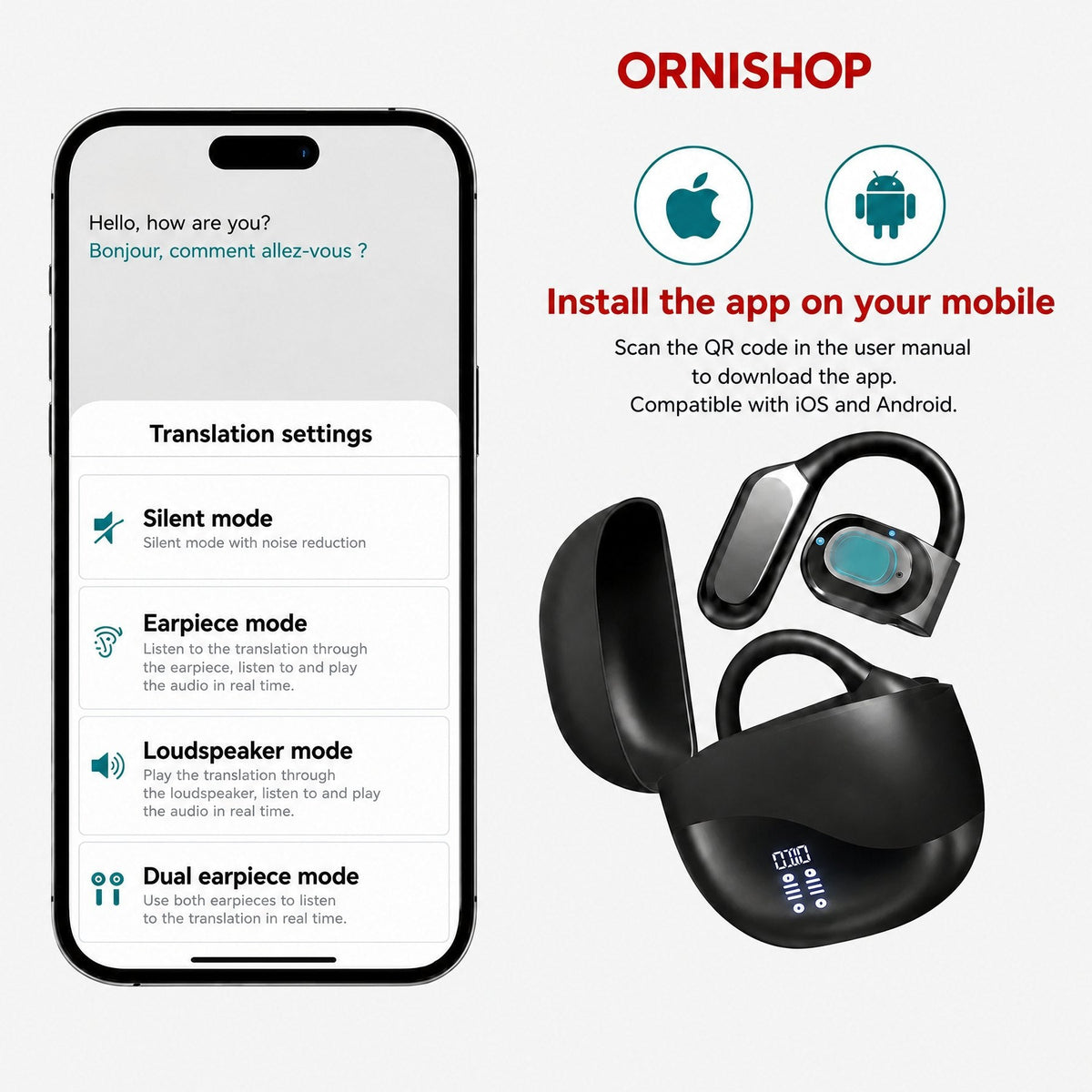 Smart Translator Earbuds 144 Languages in Real Time