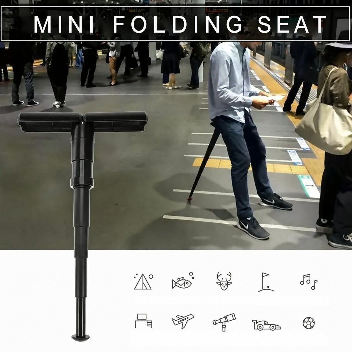 Portable mini folding chair for queues and the outdoors