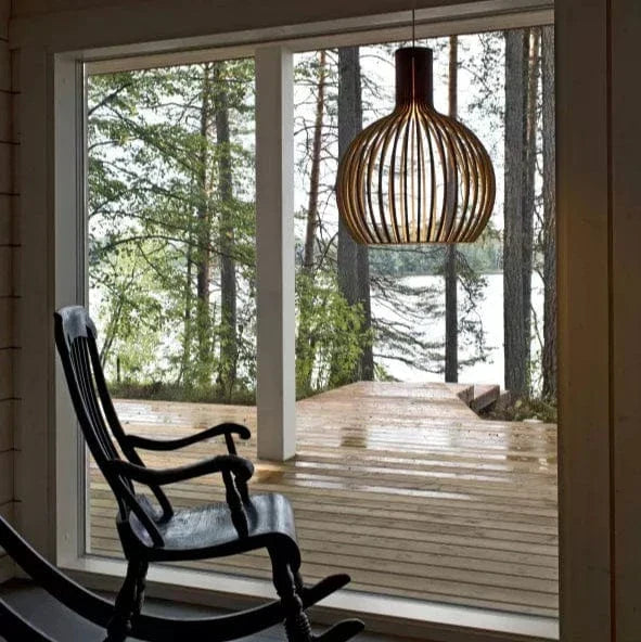 Adjustable Wooden Pendant Light Vintage LED Lighting