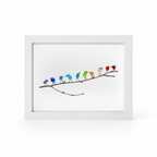 Wall Art Picture Frame Sea Glass Bird Driftwood Coastal Display