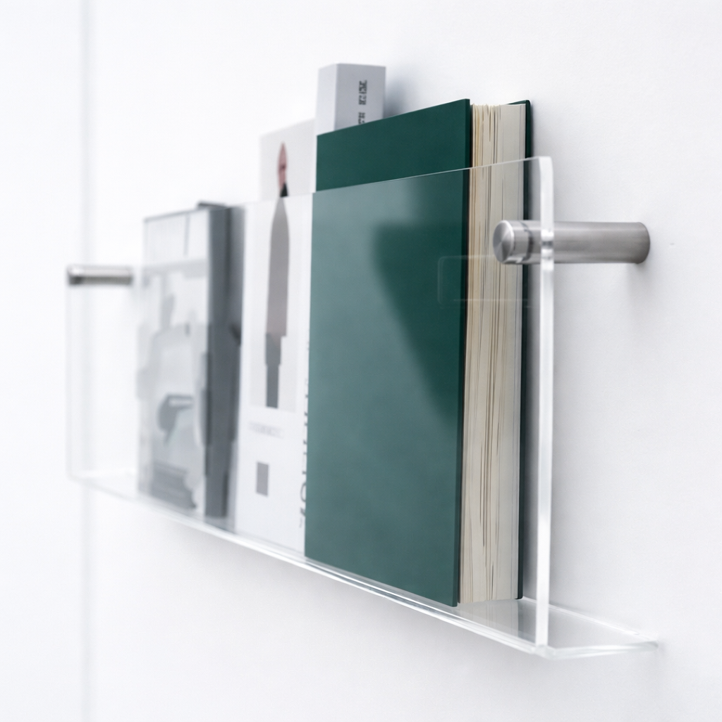 Wall Shelf Acrylic Floating Magazine Display Storage Organiser