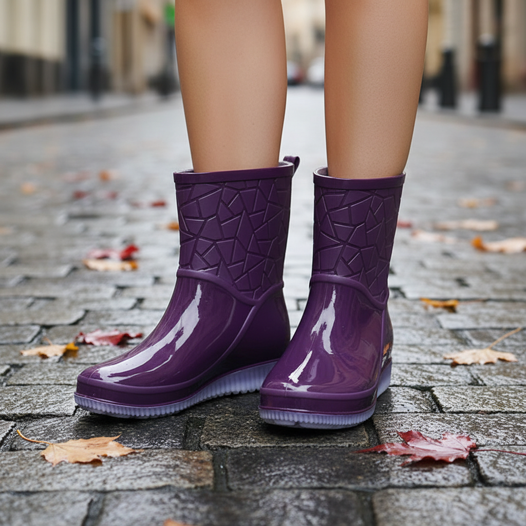 Women's short wellies, mid-calf rain boots