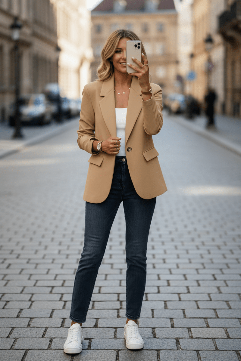 Women's single-breasted blazer in a relaxed fit