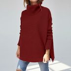 Women's oversized knitted roll neck jumper