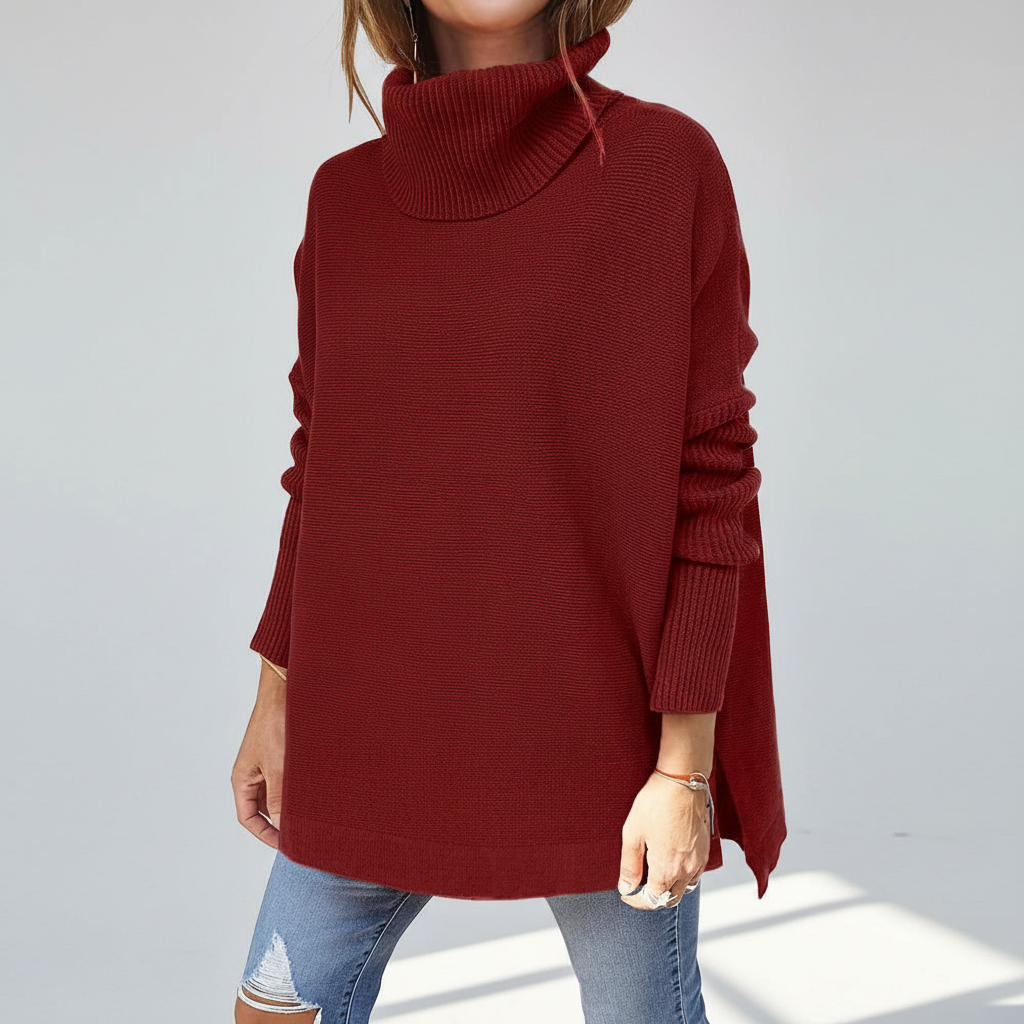 Women's oversized knitted roll neck jumper