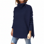 Women's oversized knitted roll neck jumper