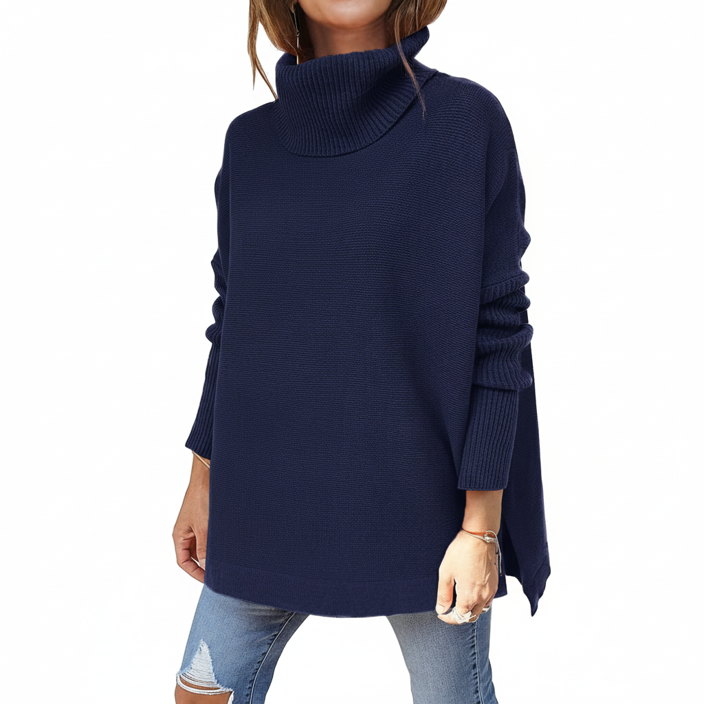 Women's oversized knitted roll neck jumper