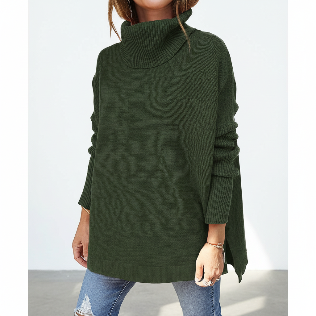 Women's oversized knitted roll neck jumper