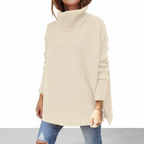 Women's oversized knitted roll neck jumper