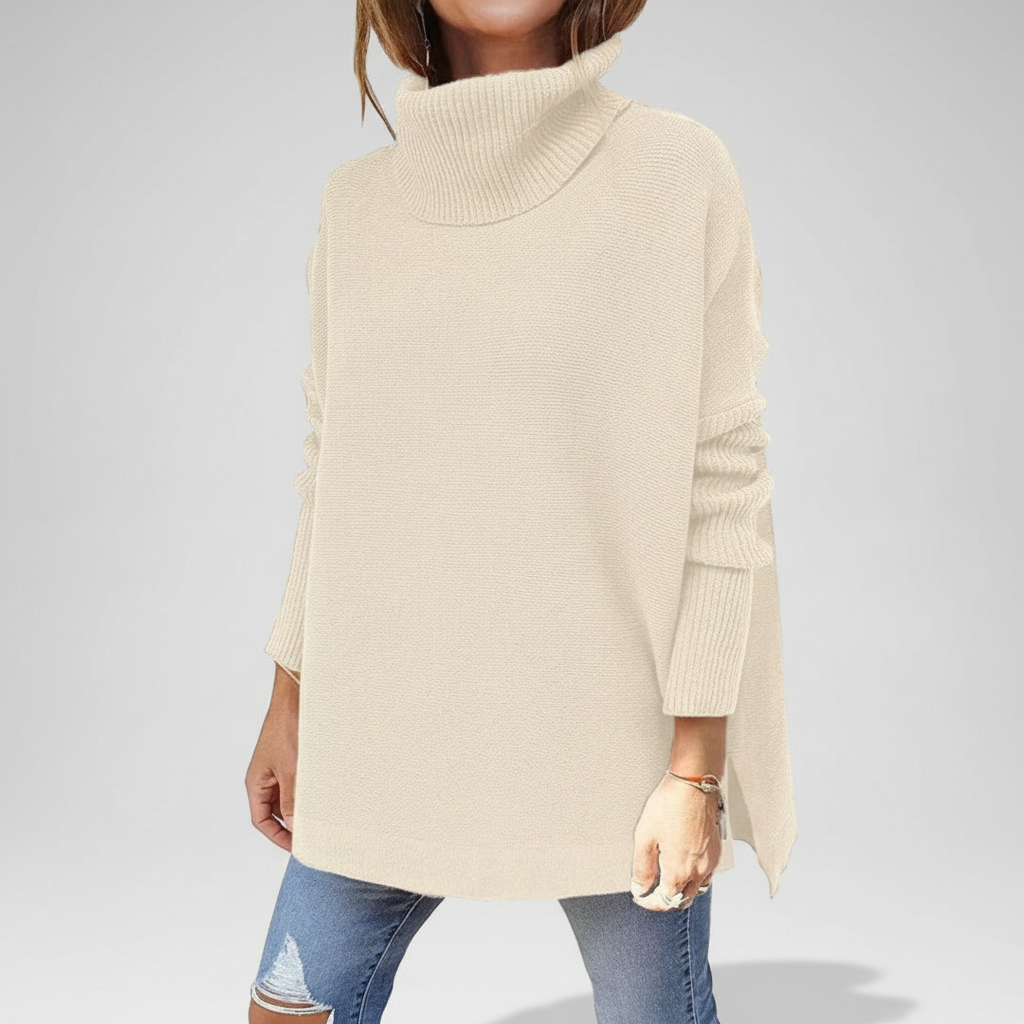Women's oversized knitted roll neck jumper