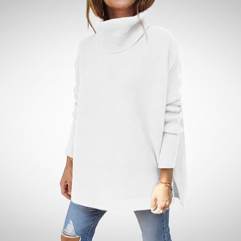 Women's oversized knitted roll neck jumper