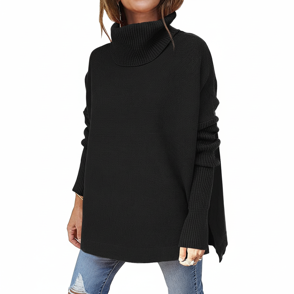 Women's oversized knitted roll neck jumper