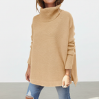 Women's oversized knitted roll neck jumper