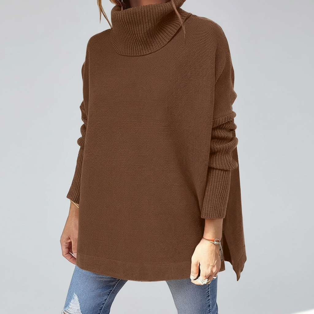 Women's oversized knitted roll neck jumper