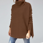 Women's oversized knitted roll neck jumper