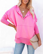 Women's longline oversized hoodie with press-stud neckline