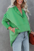 Women's longline oversized hoodie with press-stud neckline