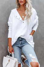Women's longline oversized hoodie with press-stud neckline