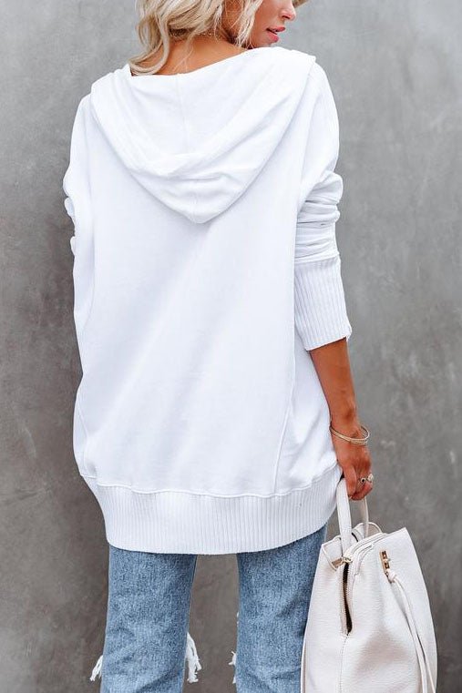 Women's longline oversized hoodie with press-stud neckline