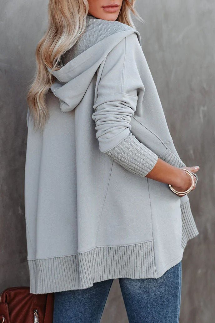 Women's longline oversized hoodie with press-stud neckline