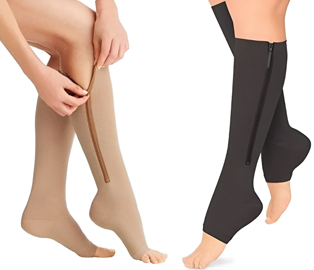 Zippered Compression Socks Support Stockings 20-30 mmHg