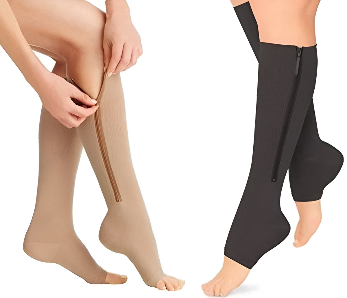 Zippered Compression Socks Support Stockings 20-30 mmHg